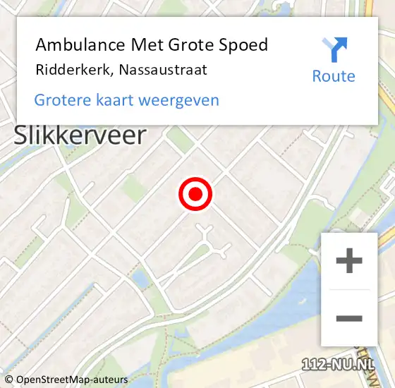 Locatie op kaart van de 112 melding: Ambulance Met Grote Spoed Naar Ridderkerk, Nassaustraat op 29 maart 2024 08:48