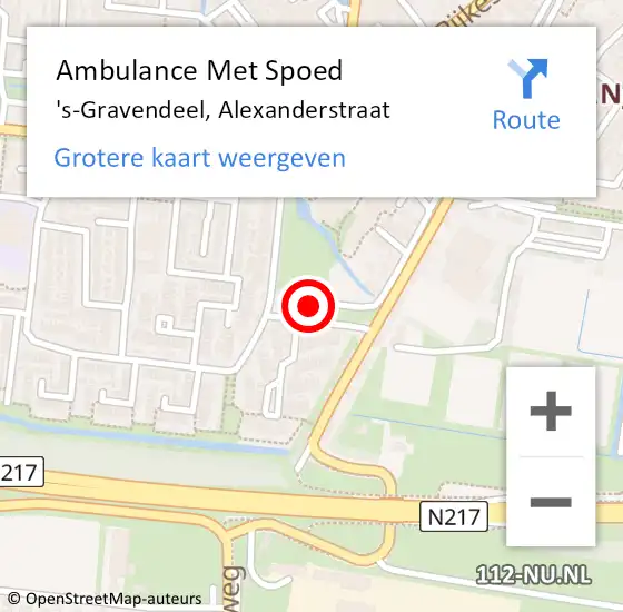 Locatie op kaart van de 112 melding: Ambulance Met Spoed Naar 's-Gravendeel, Alexanderstraat op 29 maart 2024 09:02
