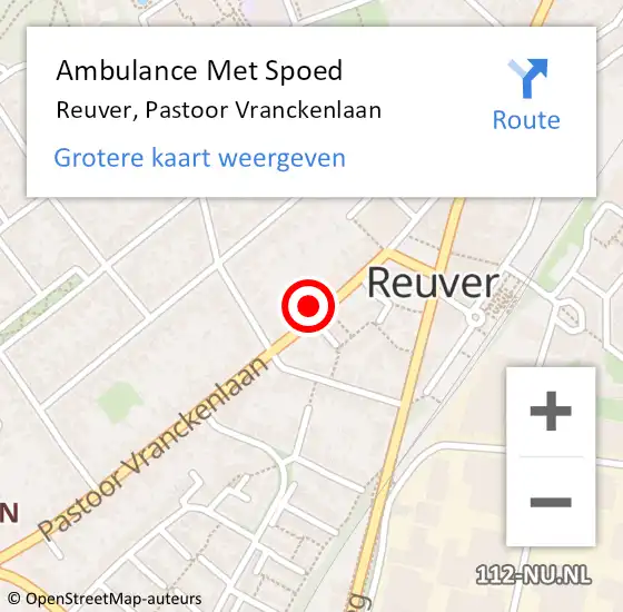 Locatie op kaart van de 112 melding: Ambulance Met Spoed Naar Reuver, Pastoor Vranckenlaan op 29 maart 2024 09:08