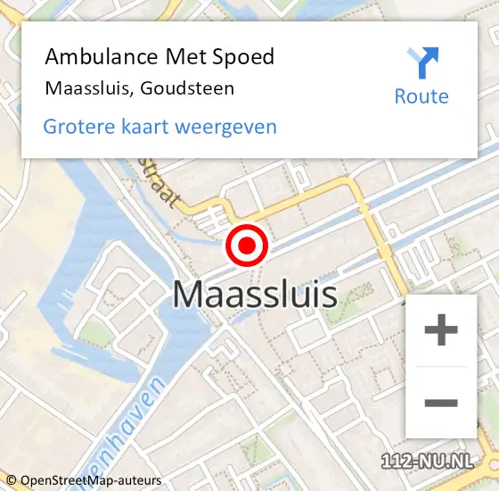 Locatie op kaart van de 112 melding: Ambulance Met Spoed Naar Maassluis, Goudsteen op 29 maart 2024 09:27