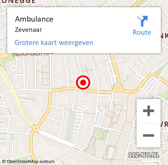 Locatie op kaart van de 112 melding: Ambulance Zevenaar op 29 maart 2024 09:35