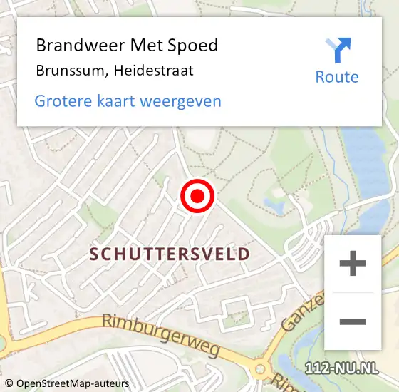 Locatie op kaart van de 112 melding: Brandweer Met Spoed Naar Brunssum, Heidestraat op 29 maart 2024 09:45