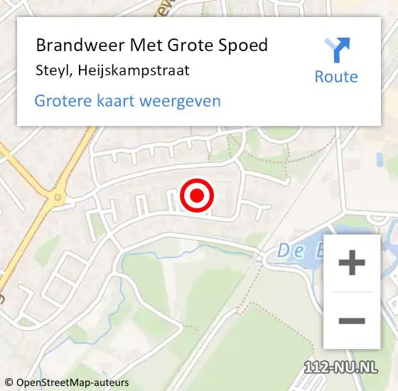 Locatie op kaart van de 112 melding: Brandweer Met Grote Spoed Naar Steyl, Heijskampstraat op 29 maart 2024 09:48