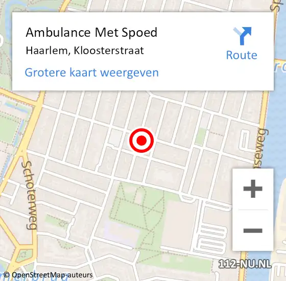 Locatie op kaart van de 112 melding: Ambulance Met Spoed Naar Haarlem, Kloosterstraat op 29 maart 2024 09:49