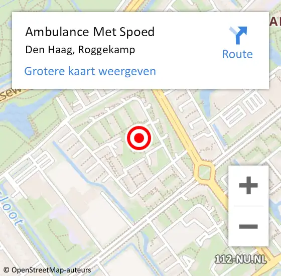 Locatie op kaart van de 112 melding: Ambulance Met Spoed Naar Den Haag, Roggekamp op 29 maart 2024 09:49