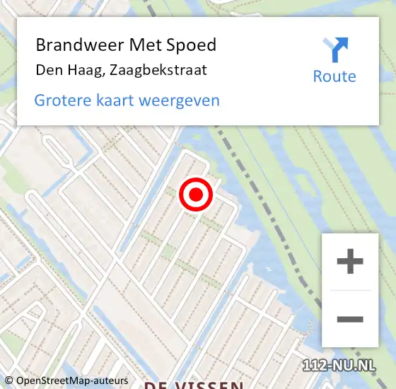 Locatie op kaart van de 112 melding: Brandweer Met Spoed Naar Den Haag, Zaagbekstraat op 29 maart 2024 10:04