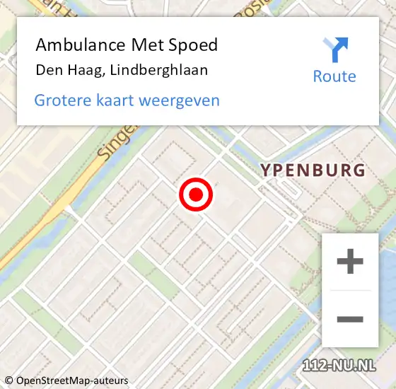 Locatie op kaart van de 112 melding: Ambulance Met Spoed Naar Den Haag, Lindberghlaan op 29 maart 2024 10:07