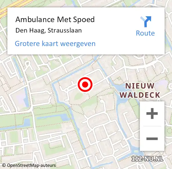 Locatie op kaart van de 112 melding: Ambulance Met Spoed Naar Den Haag, Strausslaan op 29 maart 2024 10:10