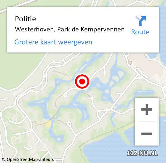 Locatie op kaart van de 112 melding: Politie Westerhoven, Park de Kempervennen op 29 maart 2024 10:22