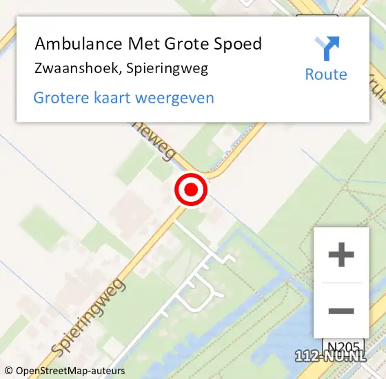 Locatie op kaart van de 112 melding: Ambulance Met Grote Spoed Naar Zwaanshoek, Spieringweg op 29 maart 2024 10:31