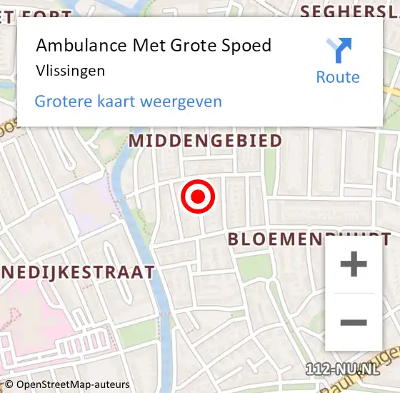 Locatie op kaart van de 112 melding: Ambulance Met Grote Spoed Naar Vlissingen op 29 maart 2024 10:37