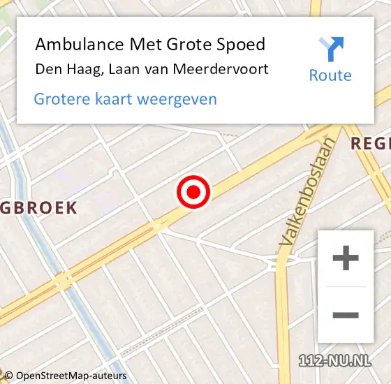 Locatie op kaart van de 112 melding: Ambulance Met Grote Spoed Naar Den Haag, Laan van Meerdervoort op 29 maart 2024 10:43