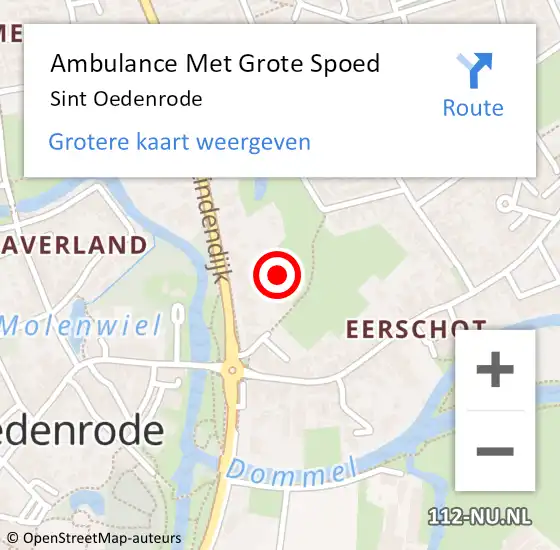 Locatie op kaart van de 112 melding: Ambulance Met Grote Spoed Naar Sint Oedenrode op 29 maart 2024 10:56