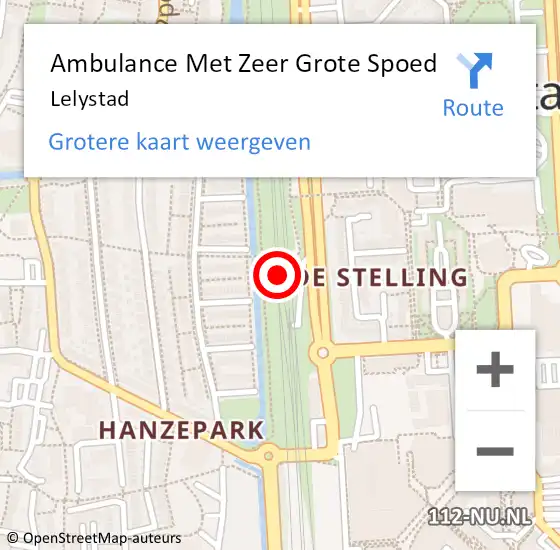 Locatie op kaart van de 112 melding: Ambulance Met Zeer Grote Spoed Naar Lelystad op 29 maart 2024 11:03