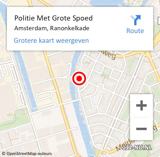 Locatie op kaart van de 112 melding: Politie Met Grote Spoed Naar Amsterdam, Ranonkelkade op 29 maart 2024 11:07