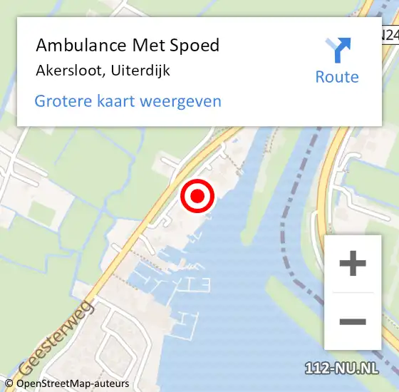 Locatie op kaart van de 112 melding: Ambulance Met Spoed Naar Akersloot, Uiterdijk op 29 maart 2024 11:09