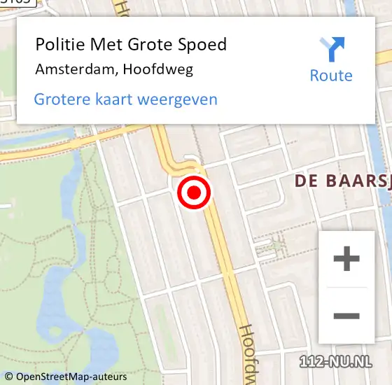 Locatie op kaart van de 112 melding: Politie Met Grote Spoed Naar Amsterdam, Hoofdweg op 29 maart 2024 11:22