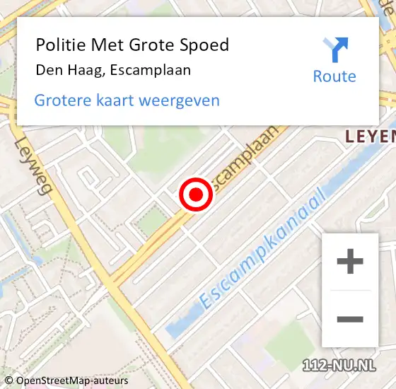 Locatie op kaart van de 112 melding: Politie Met Grote Spoed Naar Den Haag, Escamplaan op 29 maart 2024 11:24