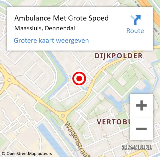 Locatie op kaart van de 112 melding: Ambulance Met Grote Spoed Naar Maassluis, Dennendal op 29 maart 2024 12:11