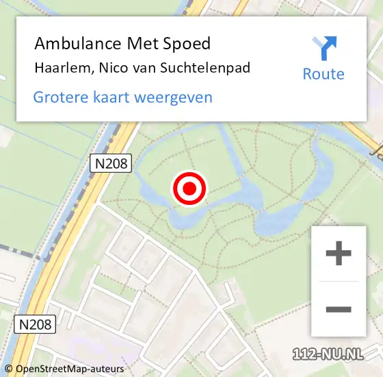 Locatie op kaart van de 112 melding: Ambulance Met Spoed Naar Haarlem, Nico van Suchtelenpad op 29 maart 2024 12:19