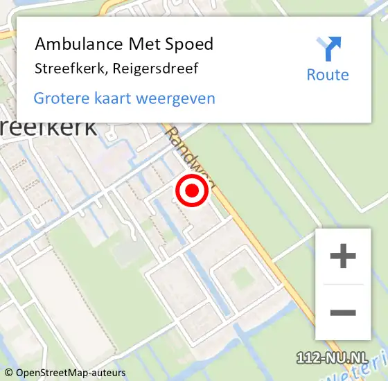 Locatie op kaart van de 112 melding: Ambulance Met Spoed Naar Streefkerk, Reigersdreef op 29 maart 2024 12:34