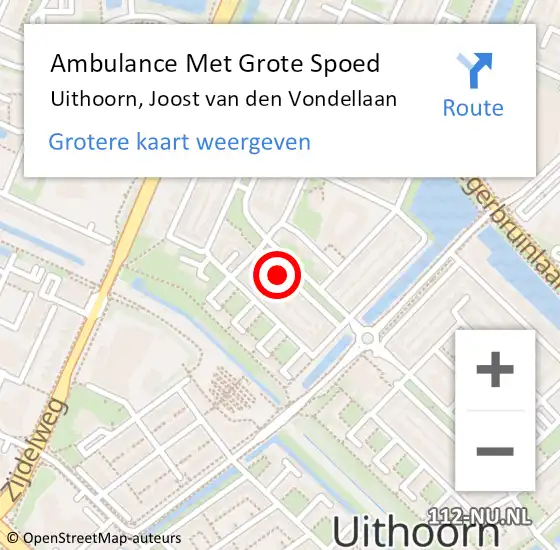 Locatie op kaart van de 112 melding: Ambulance Met Grote Spoed Naar Uithoorn, Joost van den Vondellaan op 29 maart 2024 12:44