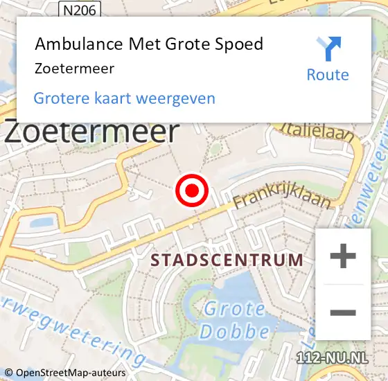 Locatie op kaart van de 112 melding: Ambulance Met Grote Spoed Naar Zoetermeer op 29 maart 2024 12:44