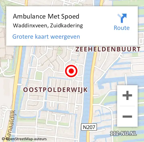 Locatie op kaart van de 112 melding: Ambulance Met Spoed Naar Waddinxveen, Zuidkadering op 29 maart 2024 12:57