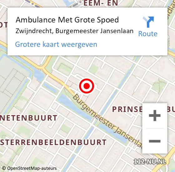 Locatie op kaart van de 112 melding: Ambulance Met Grote Spoed Naar Zwijndrecht, Burgemeester Jansenlaan op 29 maart 2024 13:16