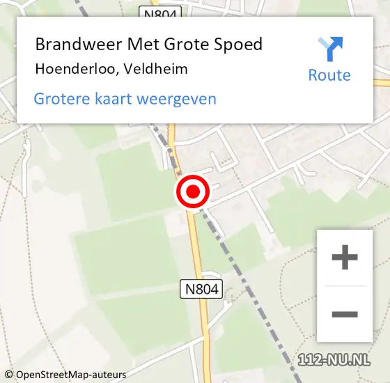 Locatie op kaart van de 112 melding: Brandweer Met Grote Spoed Naar Hoenderloo, Veldheim op 29 maart 2024 13:33