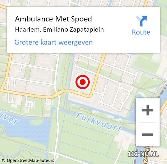 Locatie op kaart van de 112 melding: Ambulance Met Spoed Naar Haarlem, Emiliano Zapataplein op 29 maart 2024 13:36