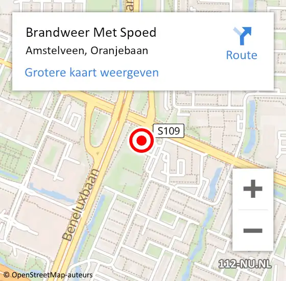 Locatie op kaart van de 112 melding: Brandweer Met Spoed Naar Amstelveen, Oranjebaan op 29 maart 2024 13:44