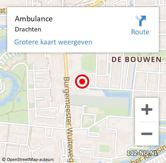 Locatie op kaart van de 112 melding: Ambulance Drachten op 29 maart 2024 13:47