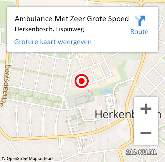 Locatie op kaart van de 112 melding: Ambulance Met Zeer Grote Spoed Naar Herkenbosch, Lispinweg op 29 maart 2024 14:55