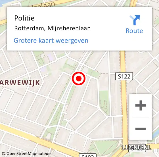 Locatie op kaart van de 112 melding: Politie Rotterdam, Mijnsherenlaan op 29 maart 2024 15:40