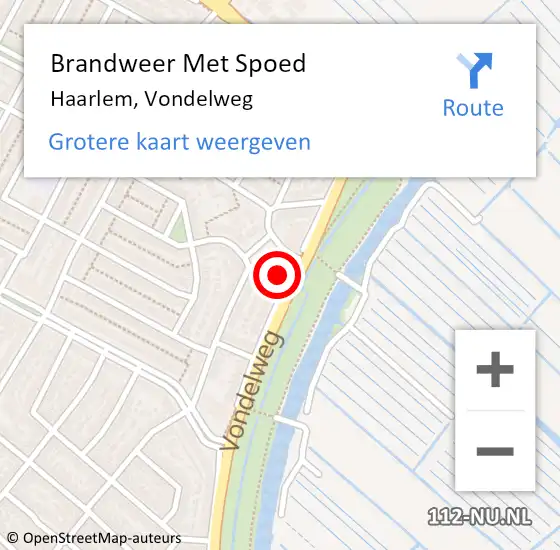Locatie op kaart van de 112 melding: Brandweer Met Spoed Naar Haarlem, Vondelweg op 29 maart 2024 15:50