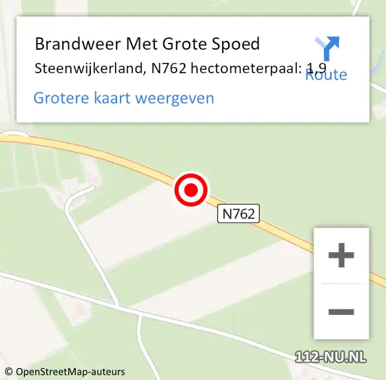 Locatie op kaart van de 112 melding: Brandweer Met Grote Spoed Naar Steenwijkerland, N762 hectometerpaal: 1,9 op 29 maart 2024 15:51