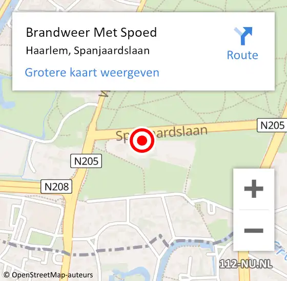 Locatie op kaart van de 112 melding: Brandweer Met Spoed Naar Haarlem, Spanjaardslaan op 29 maart 2024 15:53