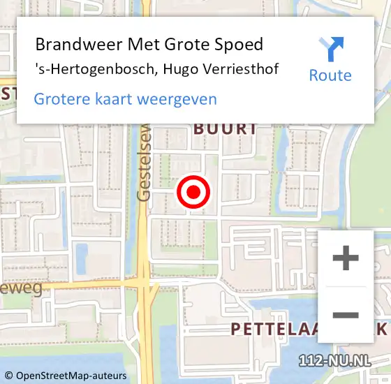 Locatie op kaart van de 112 melding: Brandweer Met Grote Spoed Naar 's-Hertogenbosch, Hugo Verriesthof op 29 maart 2024 16:01