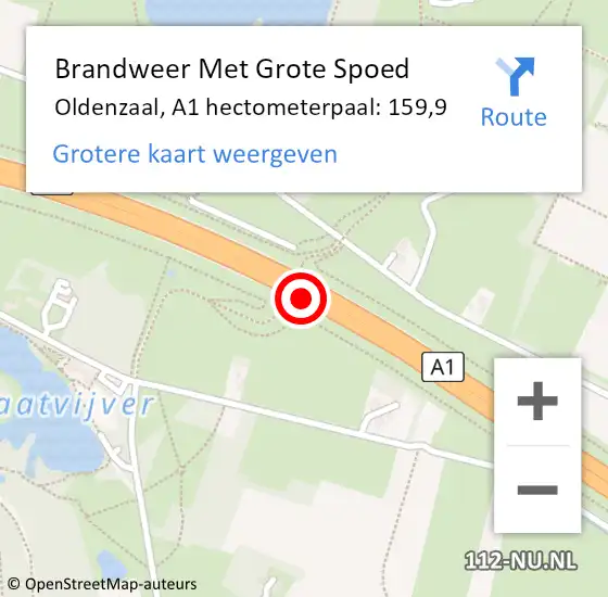 Locatie op kaart van de 112 melding: Brandweer Met Grote Spoed Naar Oldenzaal, A1 hectometerpaal: 159,9 op 29 maart 2024 16:09