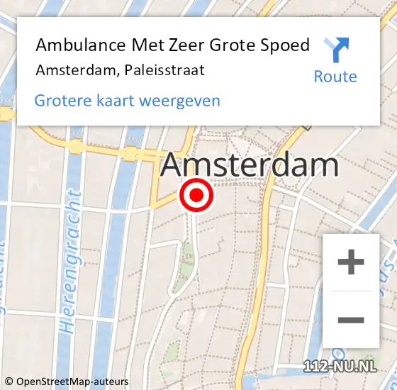 Locatie op kaart van de 112 melding: Ambulance Met Zeer Grote Spoed Naar Amsterdam, Paleisstraat op 29 maart 2024 16:19