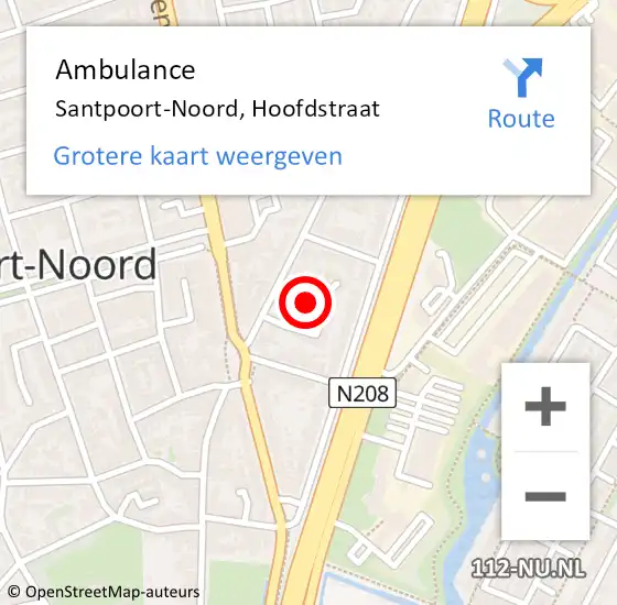 Locatie op kaart van de 112 melding: Ambulance Santpoort-Noord, Hoofdstraat op 29 maart 2024 16:27