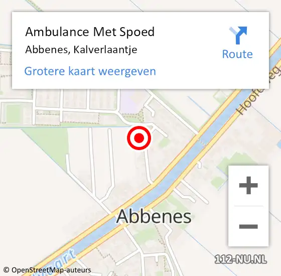 Locatie op kaart van de 112 melding: Ambulance Met Spoed Naar Abbenes, Kalverlaantje op 29 maart 2024 17:06
