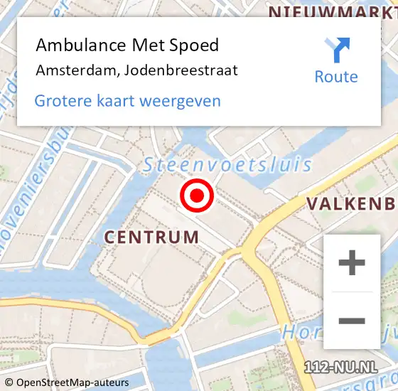 Locatie op kaart van de 112 melding: Ambulance Met Spoed Naar Amsterdam, Jodenbreestraat op 29 maart 2024 17:31