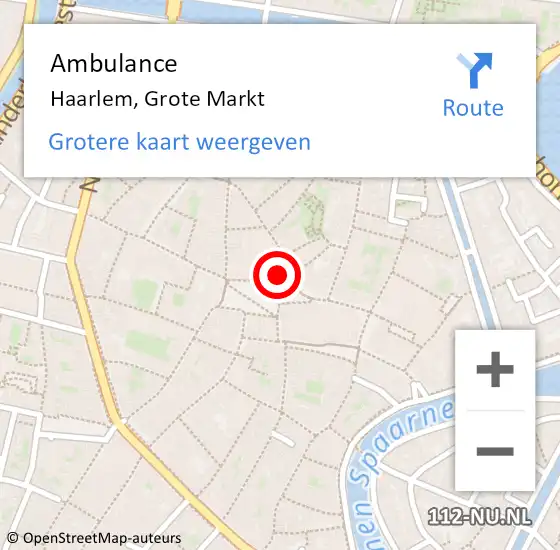 Locatie op kaart van de 112 melding: Ambulance Haarlem, Grote Markt op 29 maart 2024 18:11