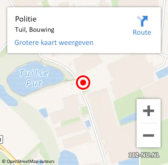 Locatie op kaart van de 112 melding: Politie Tuil, Bouwing op 29 maart 2024 18:13