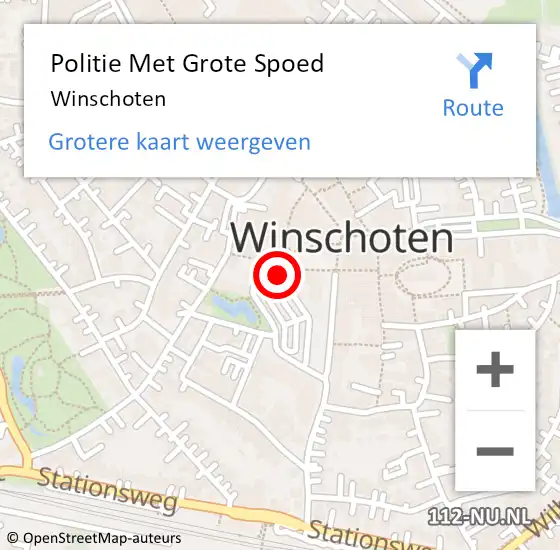 Locatie op kaart van de 112 melding: Politie Met Grote Spoed Naar Winschoten op 29 maart 2024 18:19