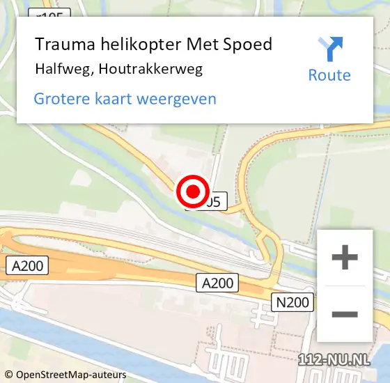 Locatie op kaart van de 112 melding: Trauma helikopter Met Spoed Naar Halfweg, Houtrakkerweg op 29 maart 2024 18:32
