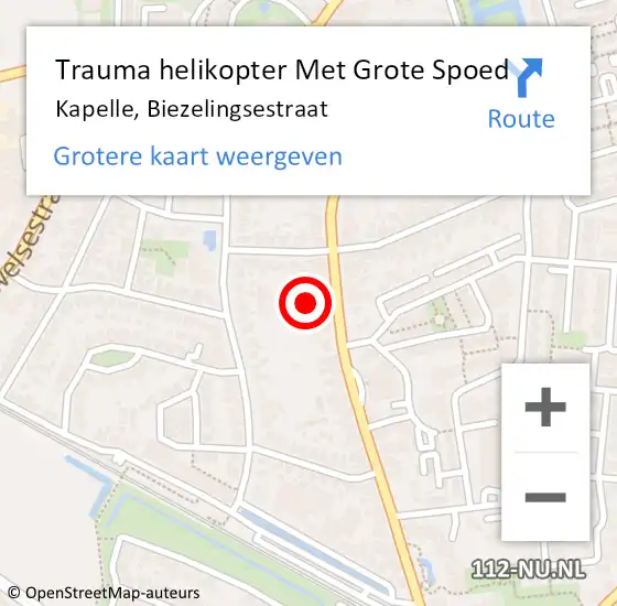 Locatie op kaart van de 112 melding: Trauma helikopter Met Grote Spoed Naar Kapelle, Biezelingsestraat op 29 maart 2024 18:33
