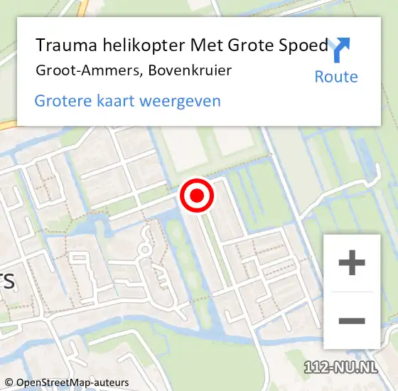 Locatie op kaart van de 112 melding: Trauma helikopter Met Grote Spoed Naar Groot-Ammers, Bovenkruier op 29 maart 2024 18:52